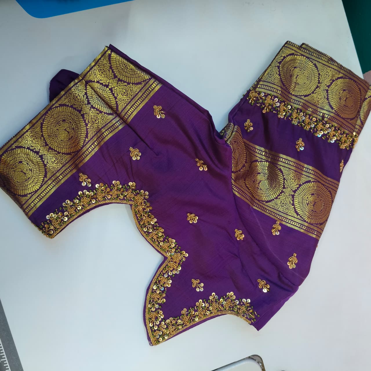 Cutout Back Designer Blouse - Design 1